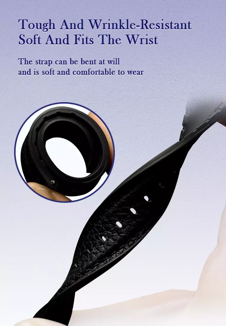 Tali Kulit Pria Leather Strap 22mm Premium Leather Tali Kulit-black 22mm