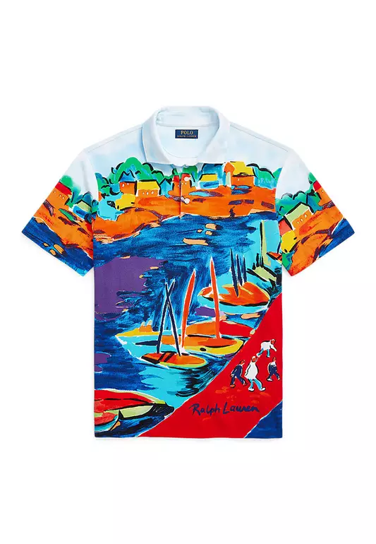 Custom Slim Fit Sailboat Mesh Polo Shirt