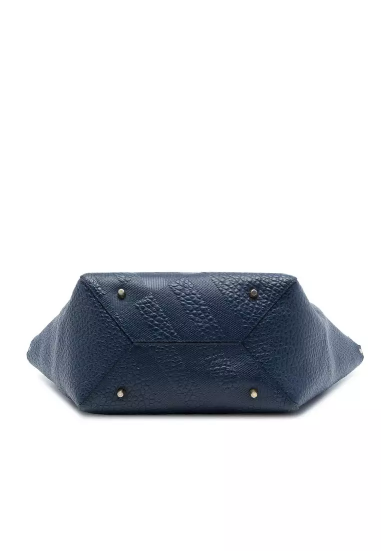 Pre-Loved Burberry Small Elephant Embossed Calfskin Check Canterbury Tote