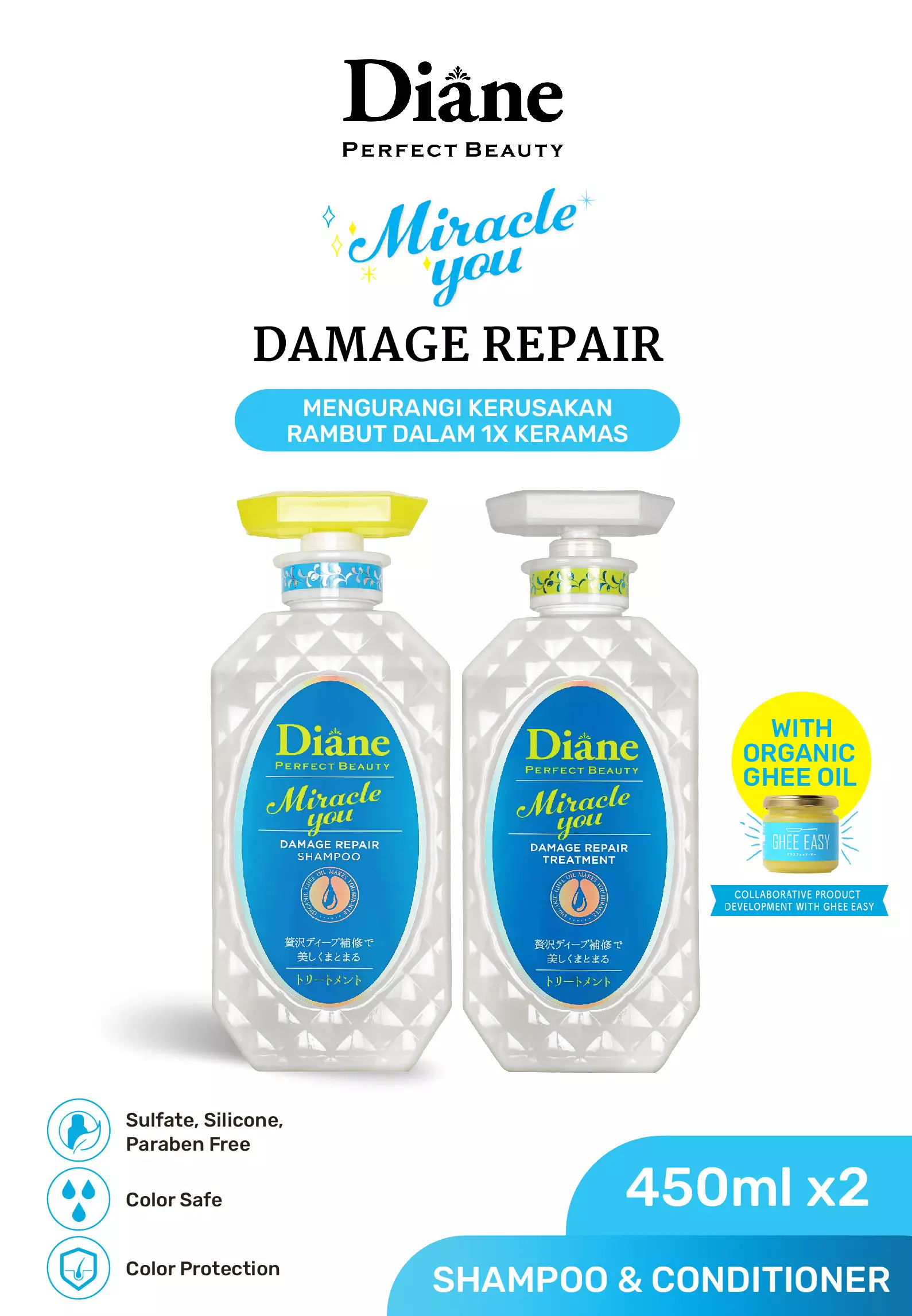 PAKET Diane Miracle You Shampoo + Treatment (Conditioner)