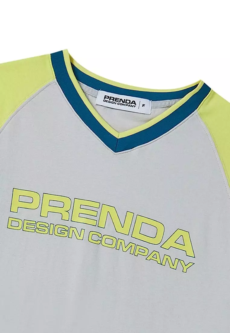 PDC Logo Raglan V Neck Long Sleeve Gray