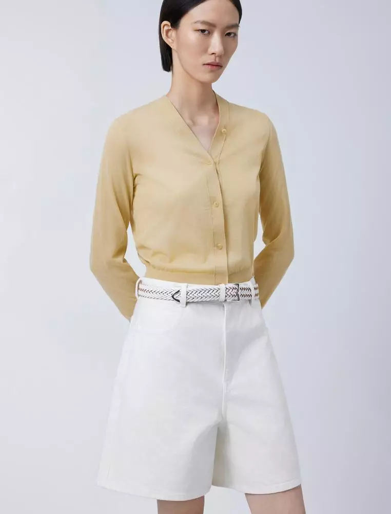 短款开襟针织衫