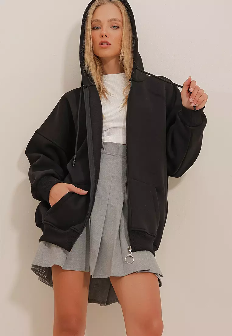 Kangaroo Pocket and Zipper Hoodie