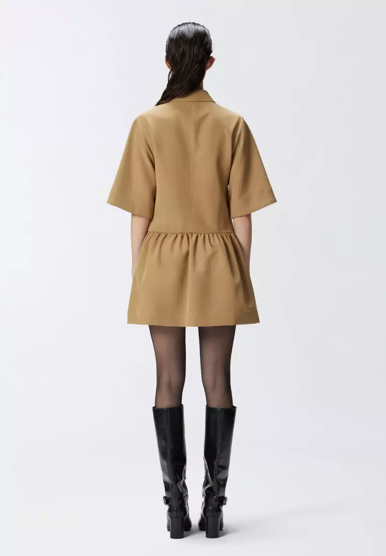pinko brown dress Ibis satin and lace long dress PINKO