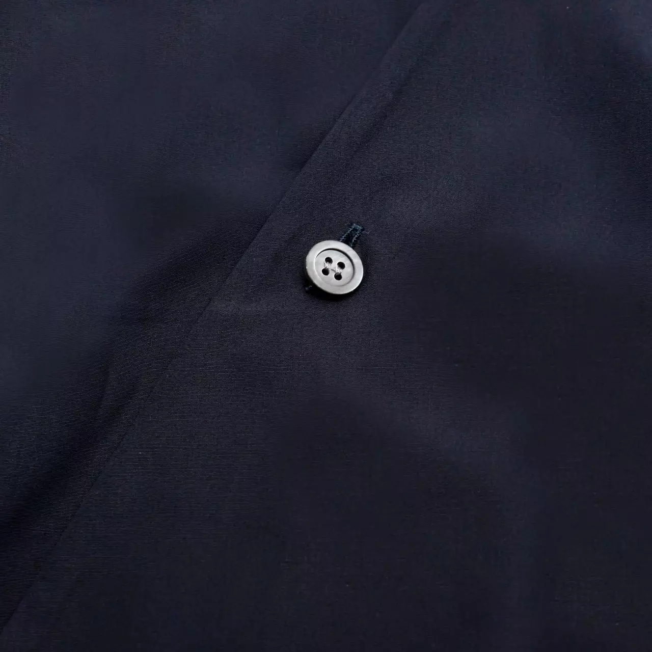 Cotton Shirt with Asymmetric Front and Diagonal Placket Dark Navy