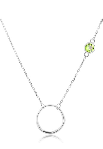 Majade Jewelry green and silver MAJADE - Asymmetrical Sideway 925 Silver Peridot Necklace A6E0EAC4BCE92FGS_1