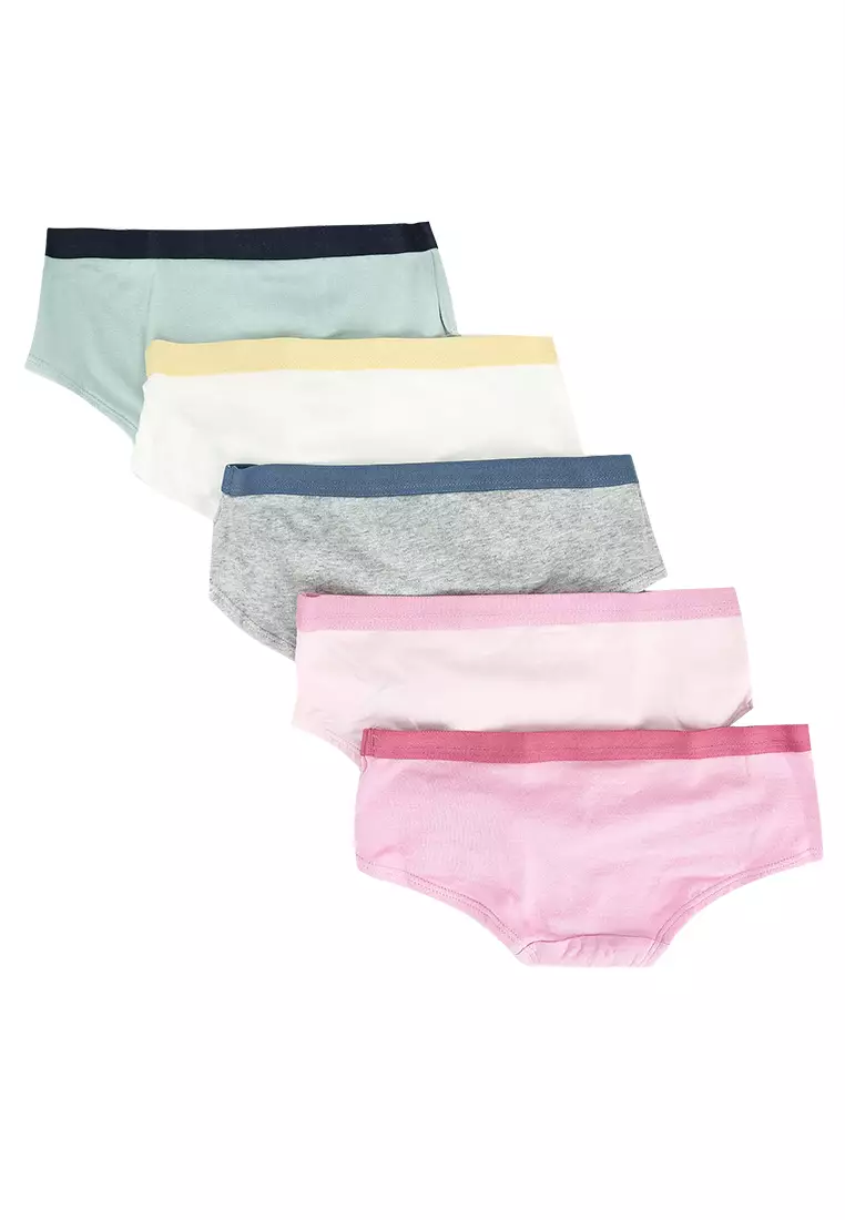 Buy Pink and White Hipster Briefs - 5 Pack online