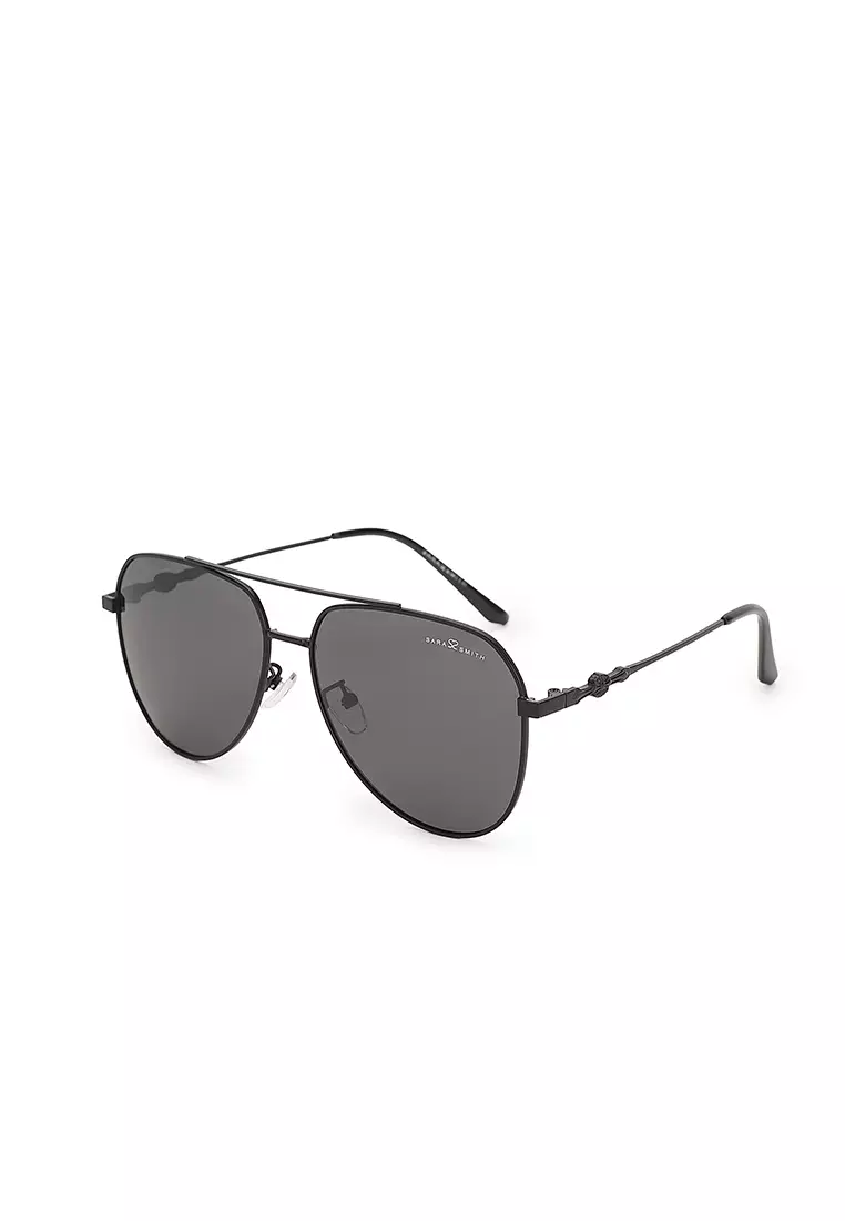 Unisex Polarized Aviator Sunglasses - Sandy Black / Grey