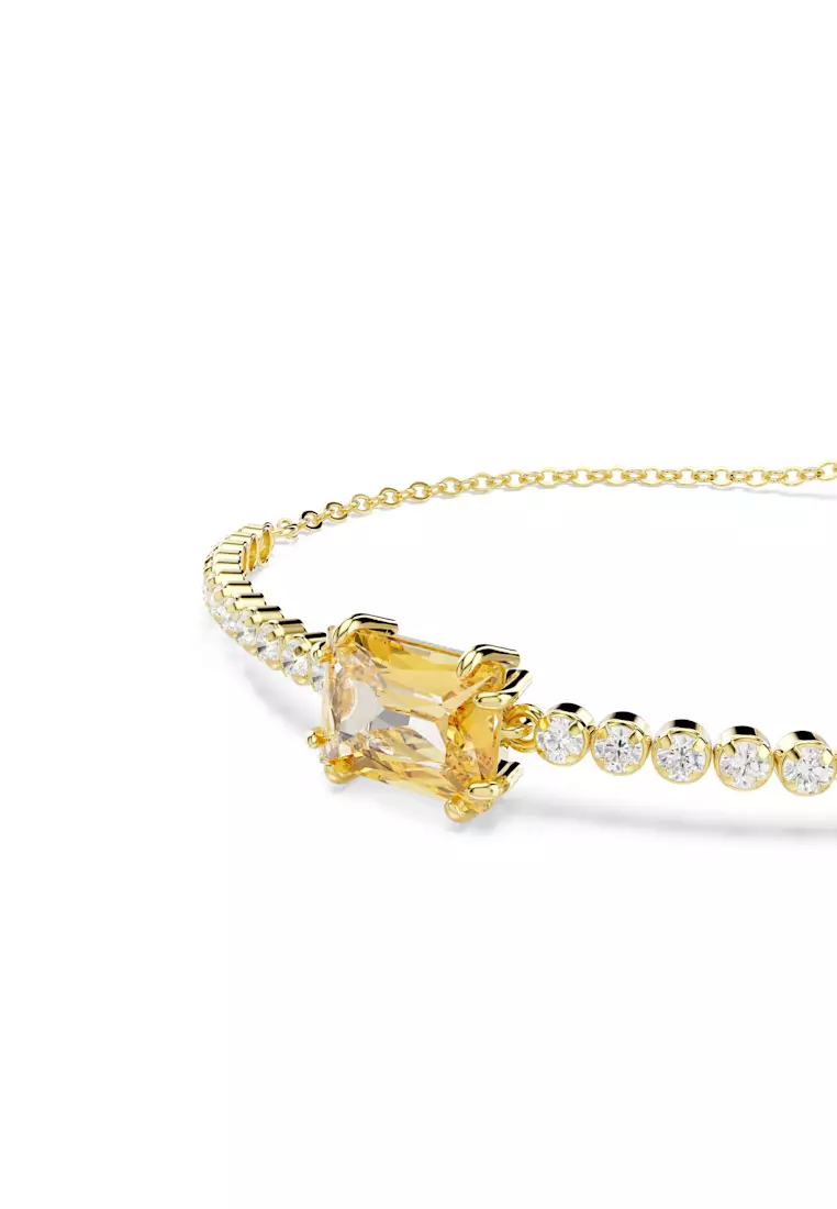 Matrix Tennis bracelet, Mixed cuts, Caramel, Gold-tone plated