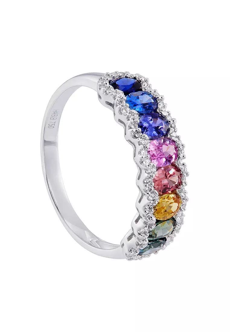 HABIB Oval Sapphire Multi-Coloured Ring in 750/18K White Gold LE4482671223(WG)
