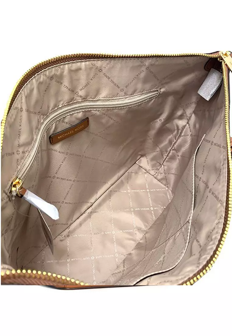 Michael Kors Charlotte Top Zip Tote Brown Signature Shoulder Bag