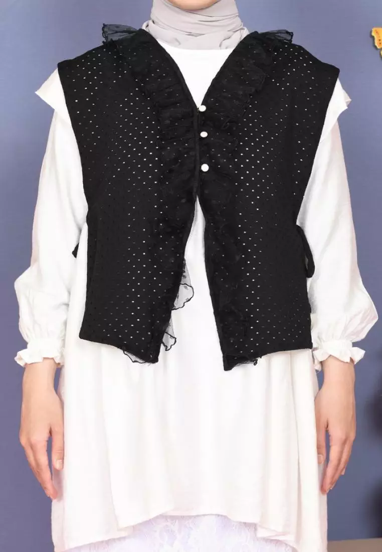 Mila Vest Brukat - Black M19283 R84S2