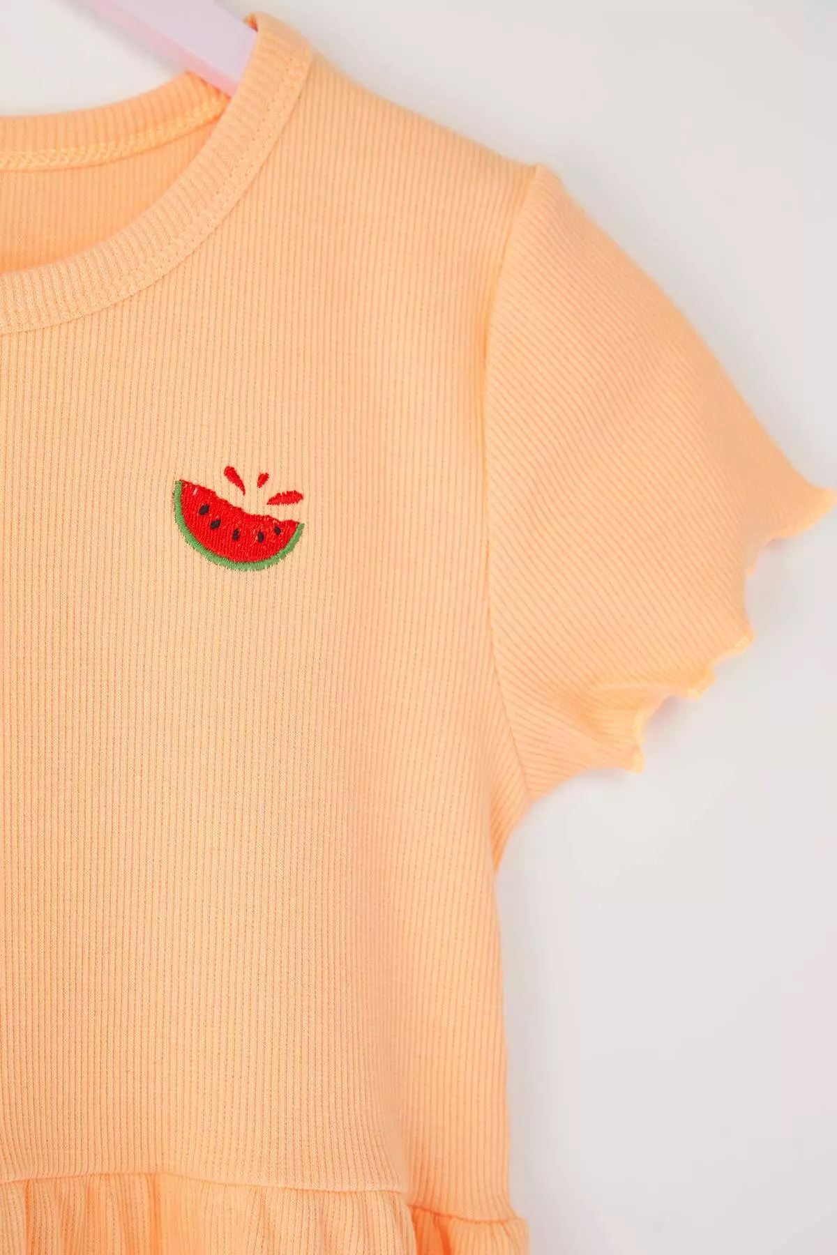 Orange Girl Cotton Stretchy Mini Embroidered Knitted Dress Tkdss25El00008