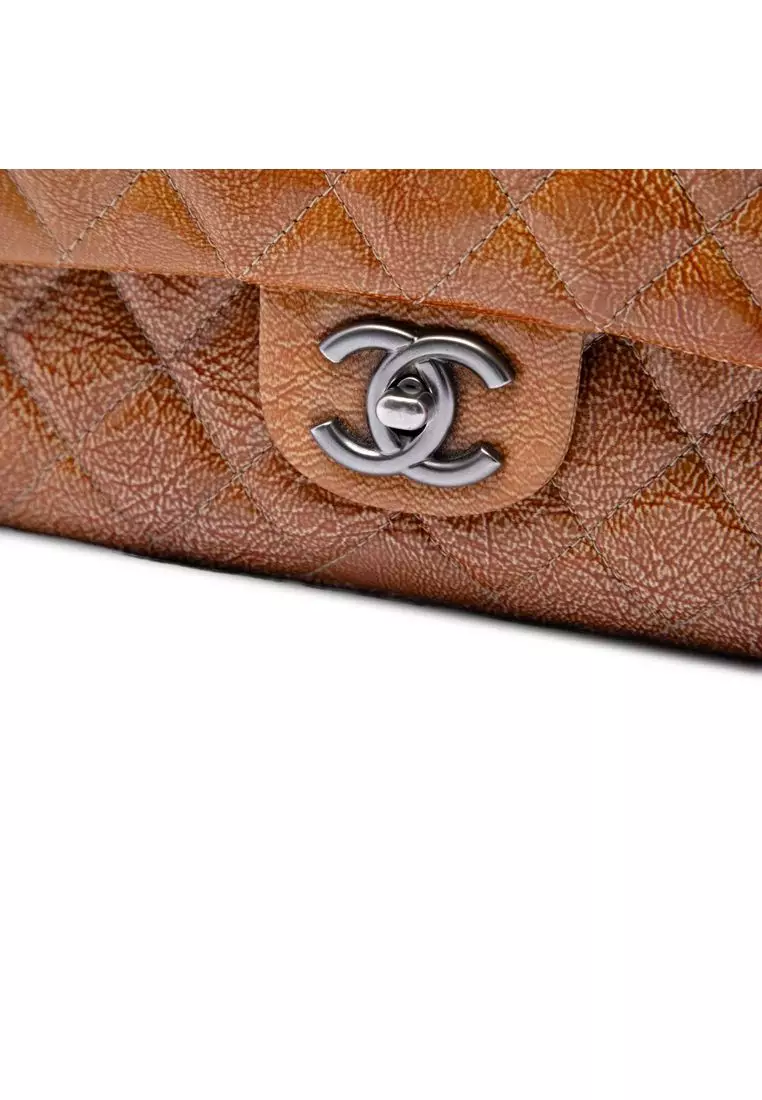 Pre-Loved Chanel Medium Classic Crinkled Patent Double Flap