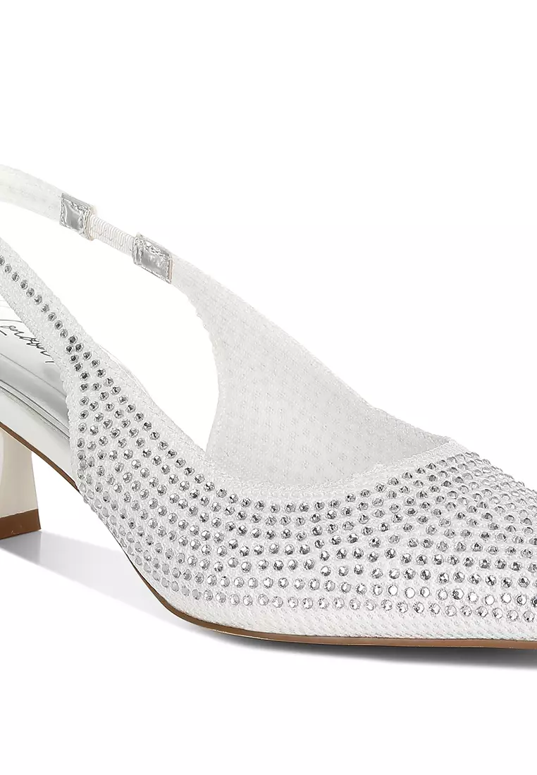 Flyknit Rhinestone Slingback Sandals in White