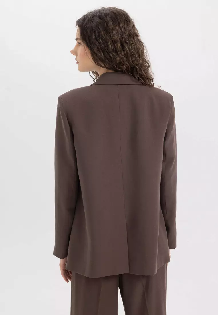 Oversize Linen Blend Blazer Jacket