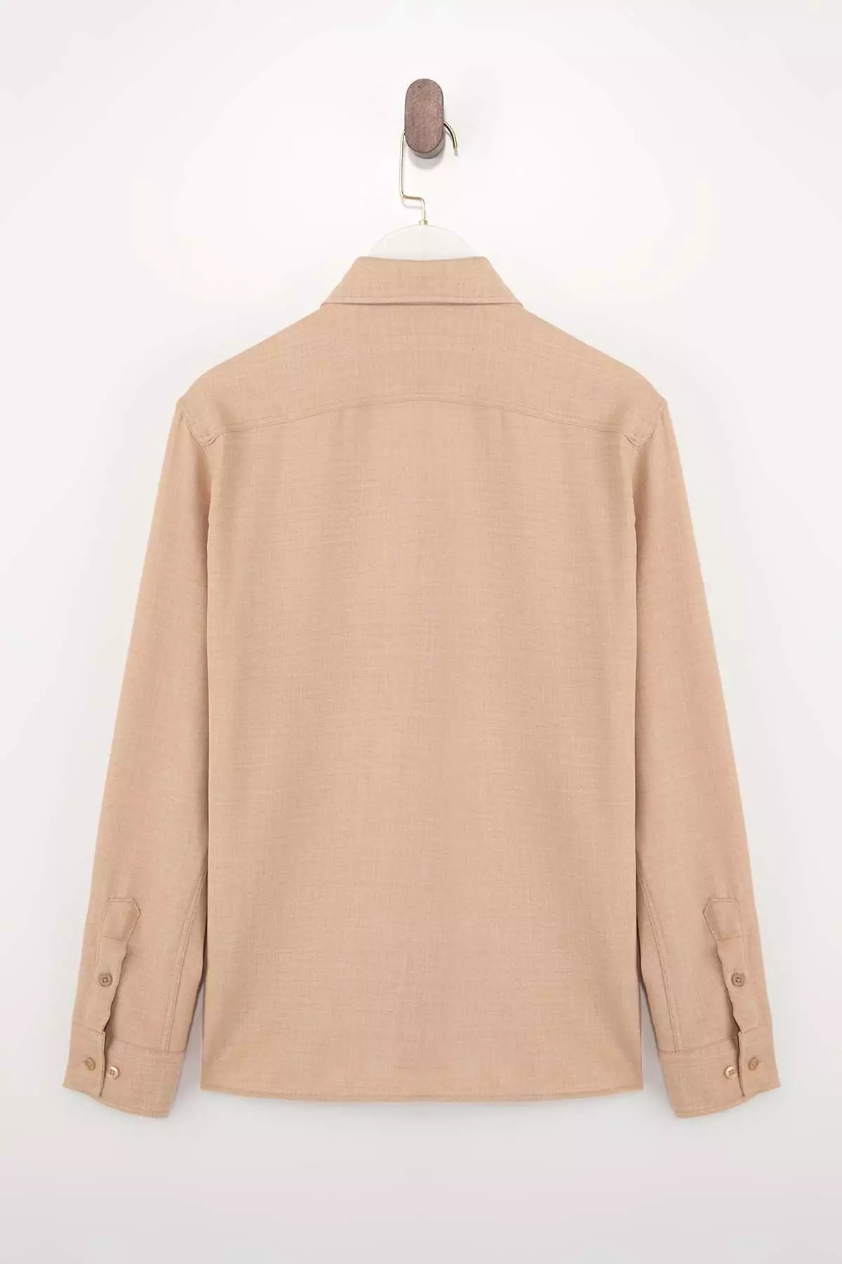 Beige Regular Fit Linen-Look Long Sleeve Men'S Woven Shirt Tmnss26Go00009