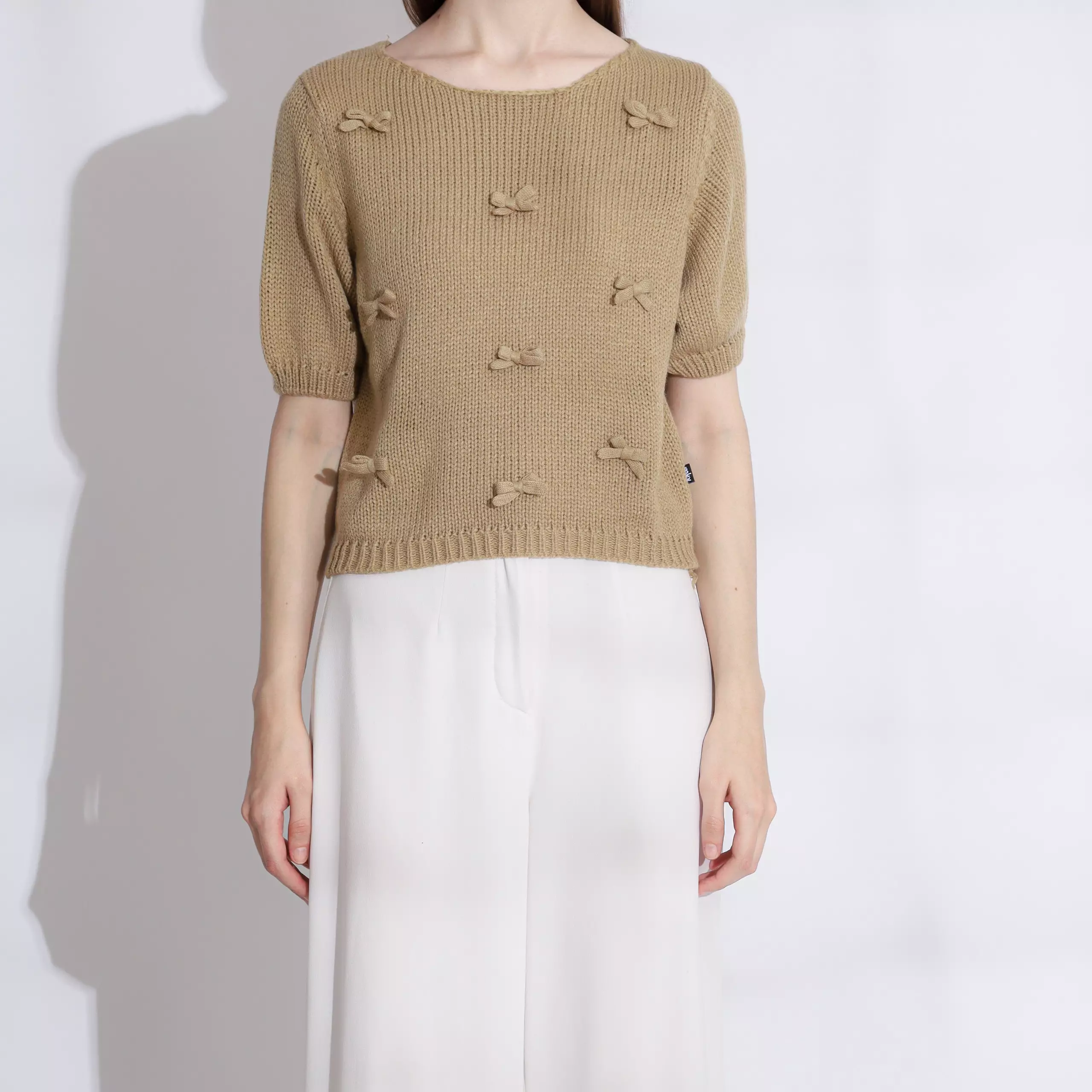 Nalla Knit Blouse Ribbon in Brown