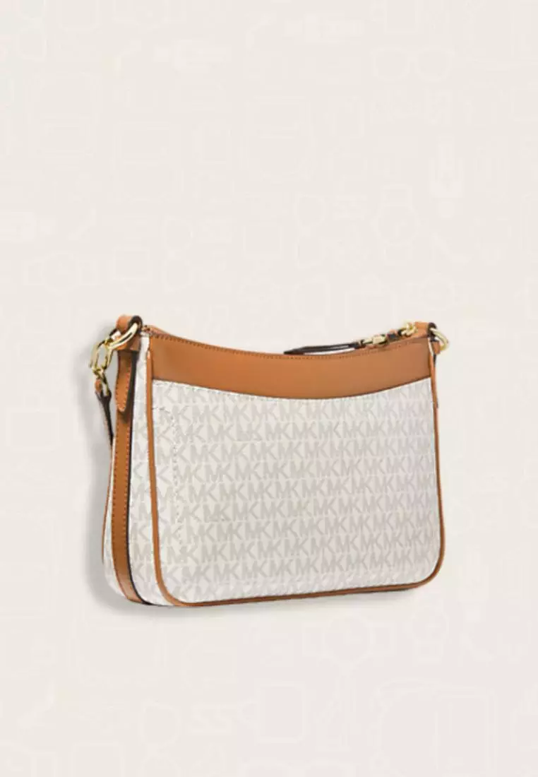 Michael Kors Jet Set Medium Logo Shoulder Bag Vanilla Acorn