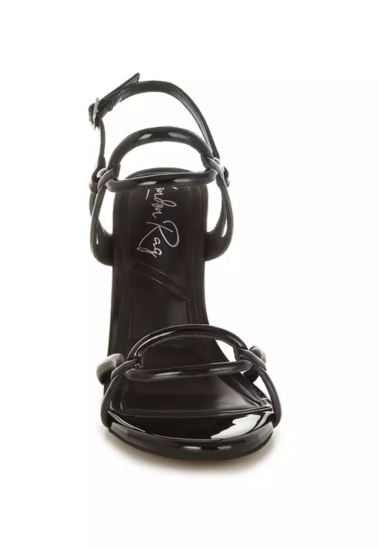 Black Cut Out Chain Sandals