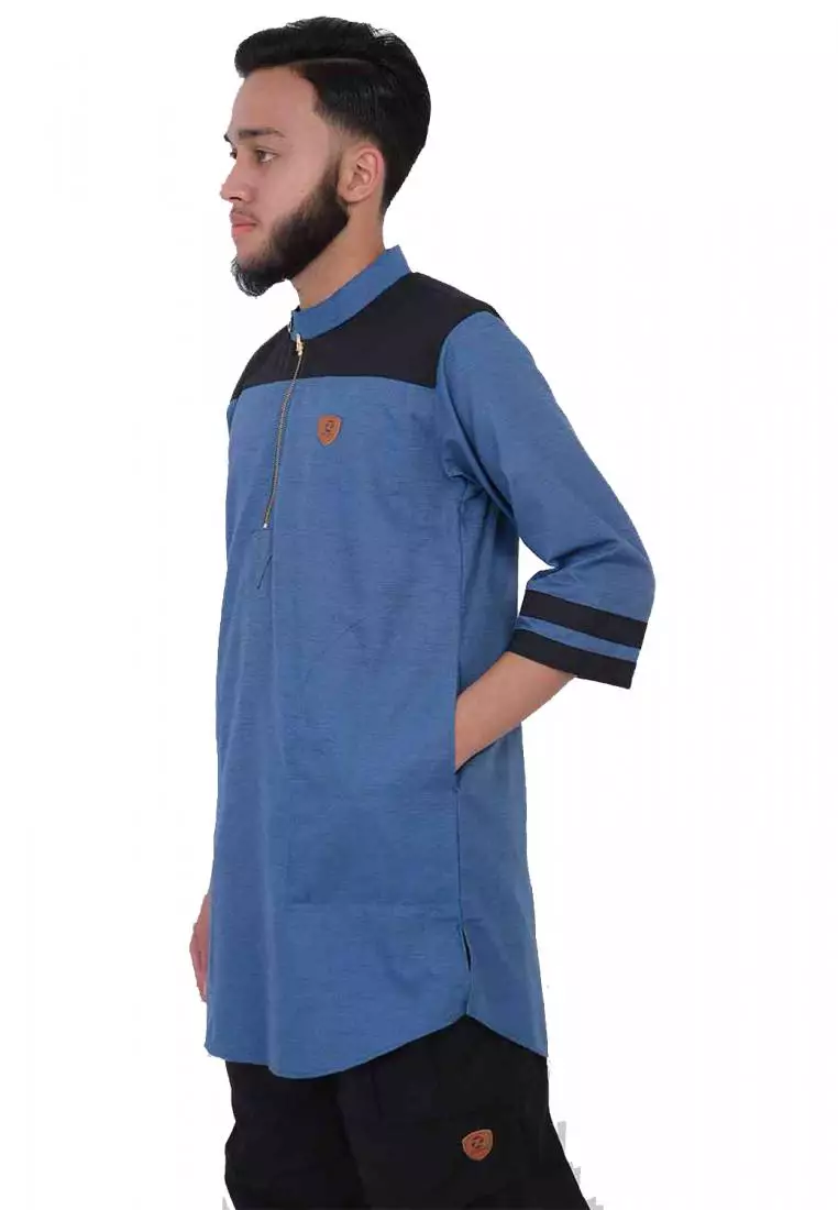 Zayidan Baju Koko Gamis Muslim Pria Izzat - Biru