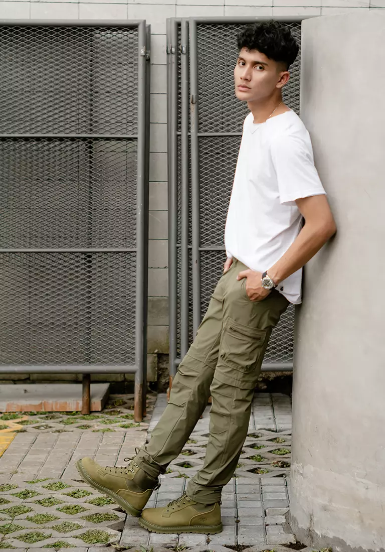 Oxcon Long Pants Cargo 4 WayStretch Nylon Cotton Army Green