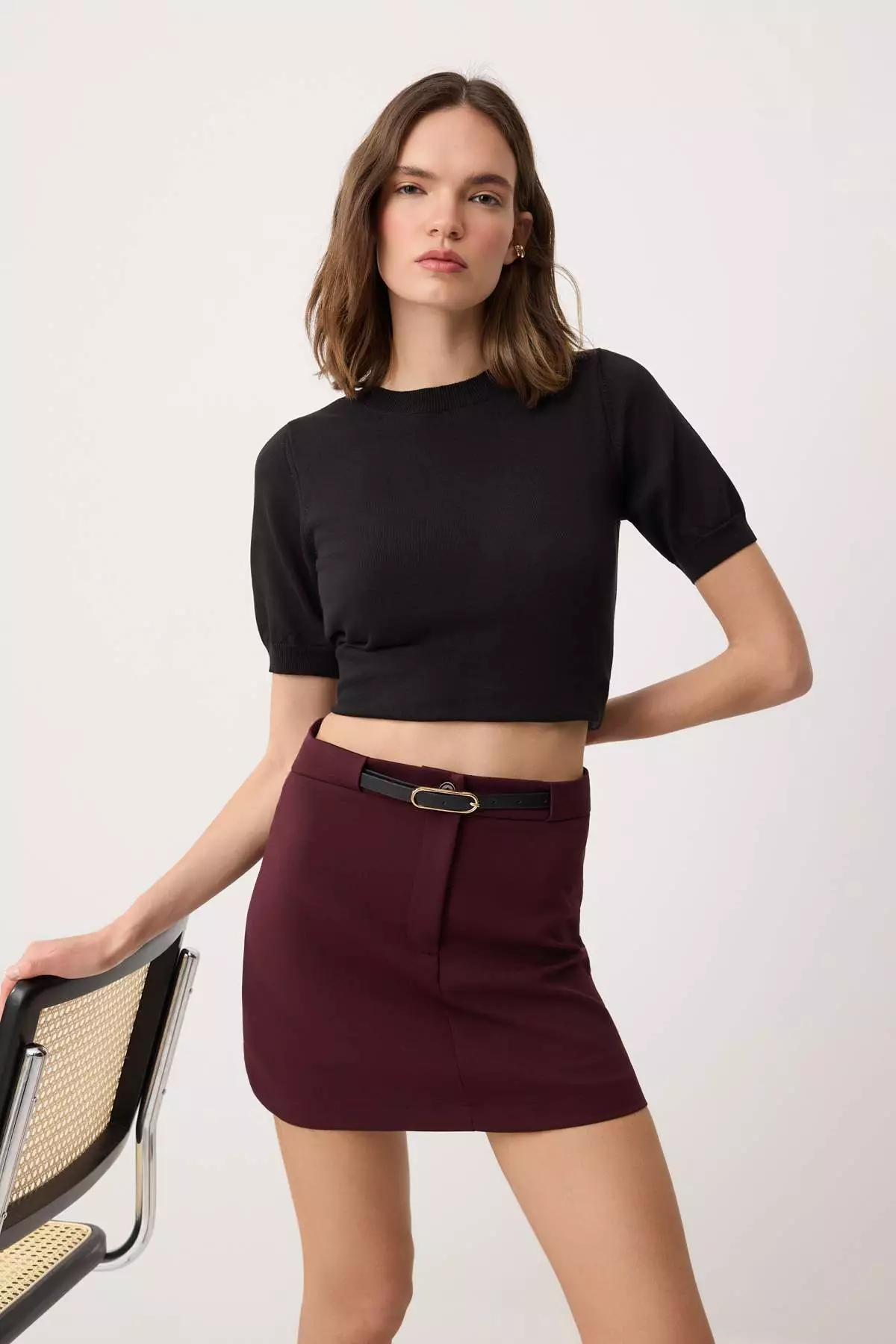 Plum Belted Skirt Look Mini Shorts & Bermuda Twoaw26Sr55