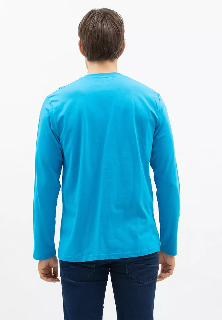 Houseofcuff Kaos Cotton Combed Lengan Panjang Pria Biru Muda