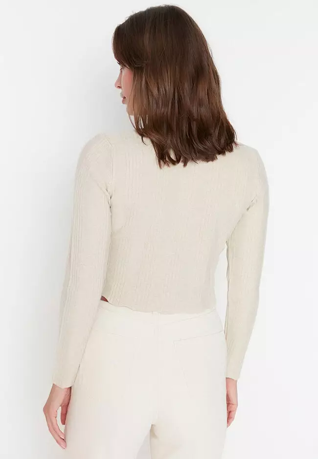 White long sleeve crop jumper on sale
