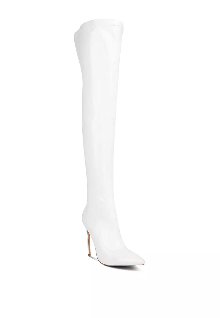 Buy London Rag White Patent PU Stiletto Long Boots 2024 Online