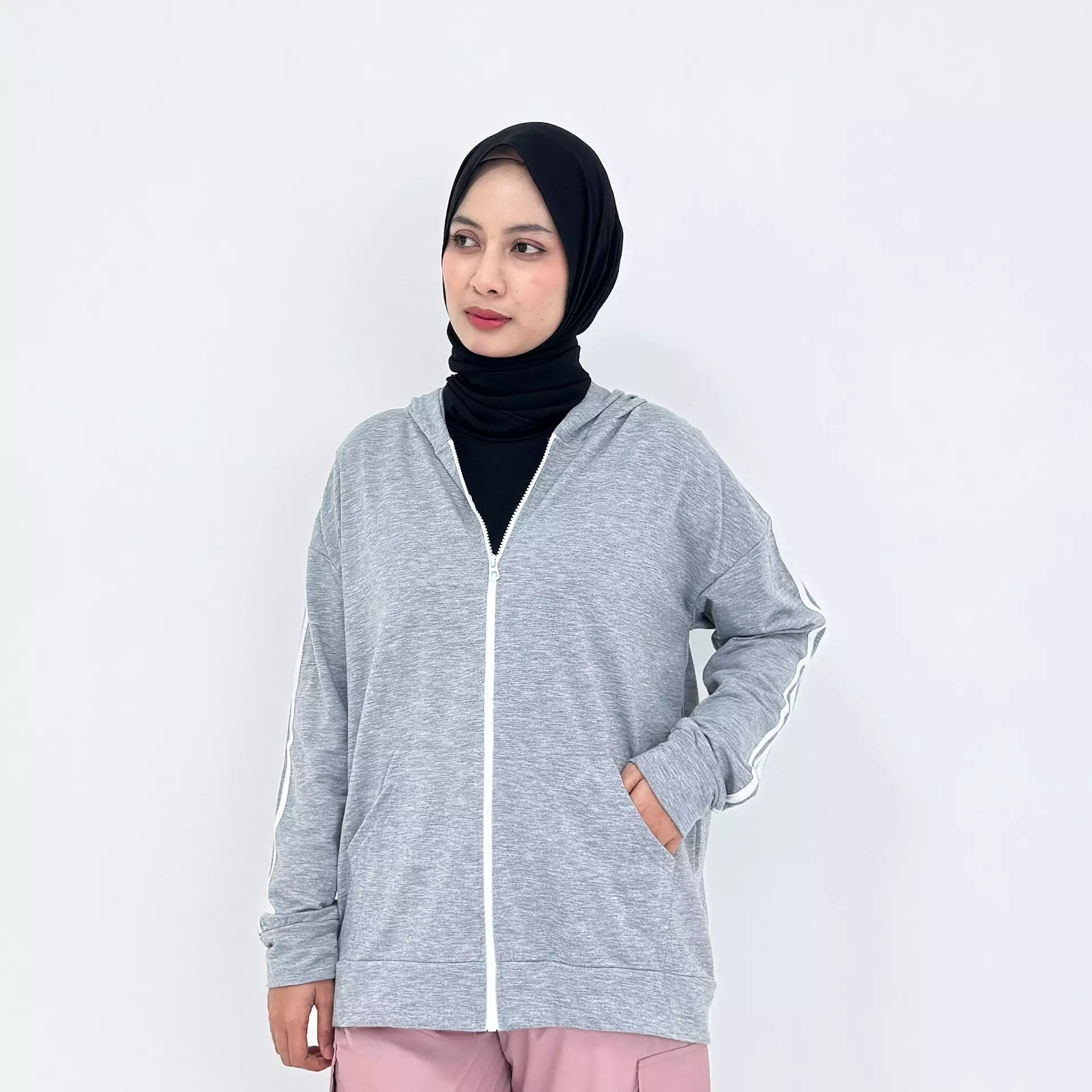 Set Sporty Cargo Alia GREY BLACK Setelan Olahraga Jacket