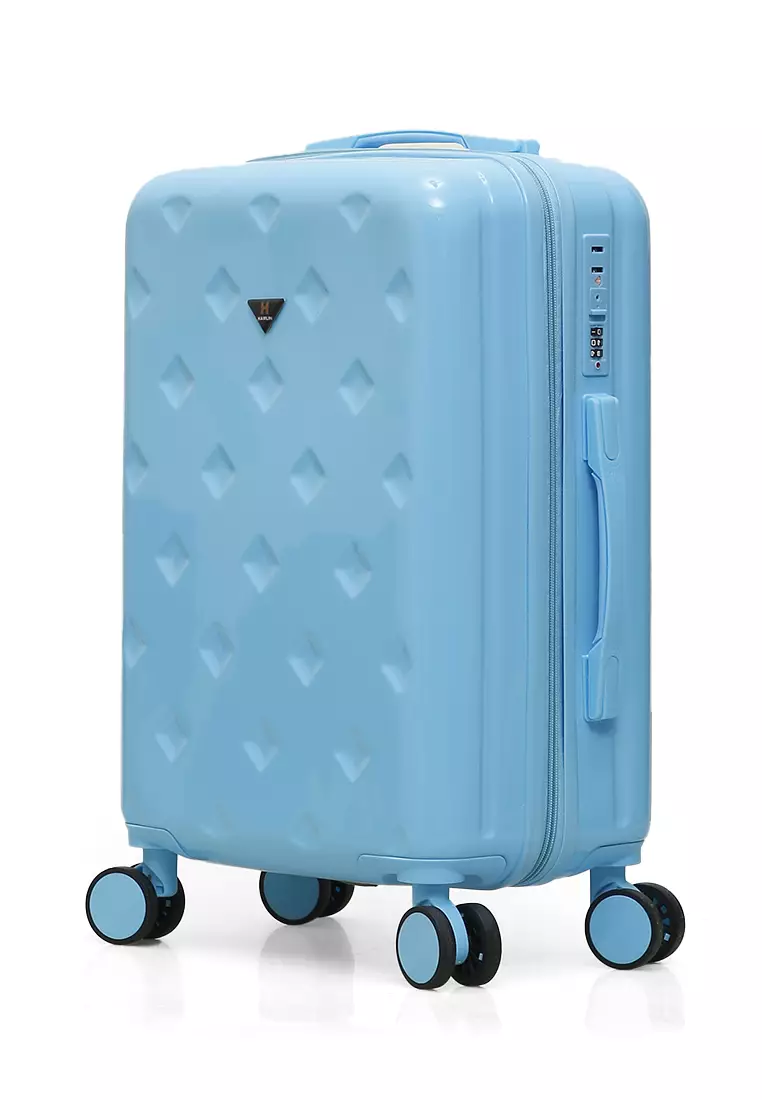 Carlton Koper Size 20inch Diamond Zipper 3 Number Combination Suitcase Unisex Material Fiber ORIGINAL - Blue