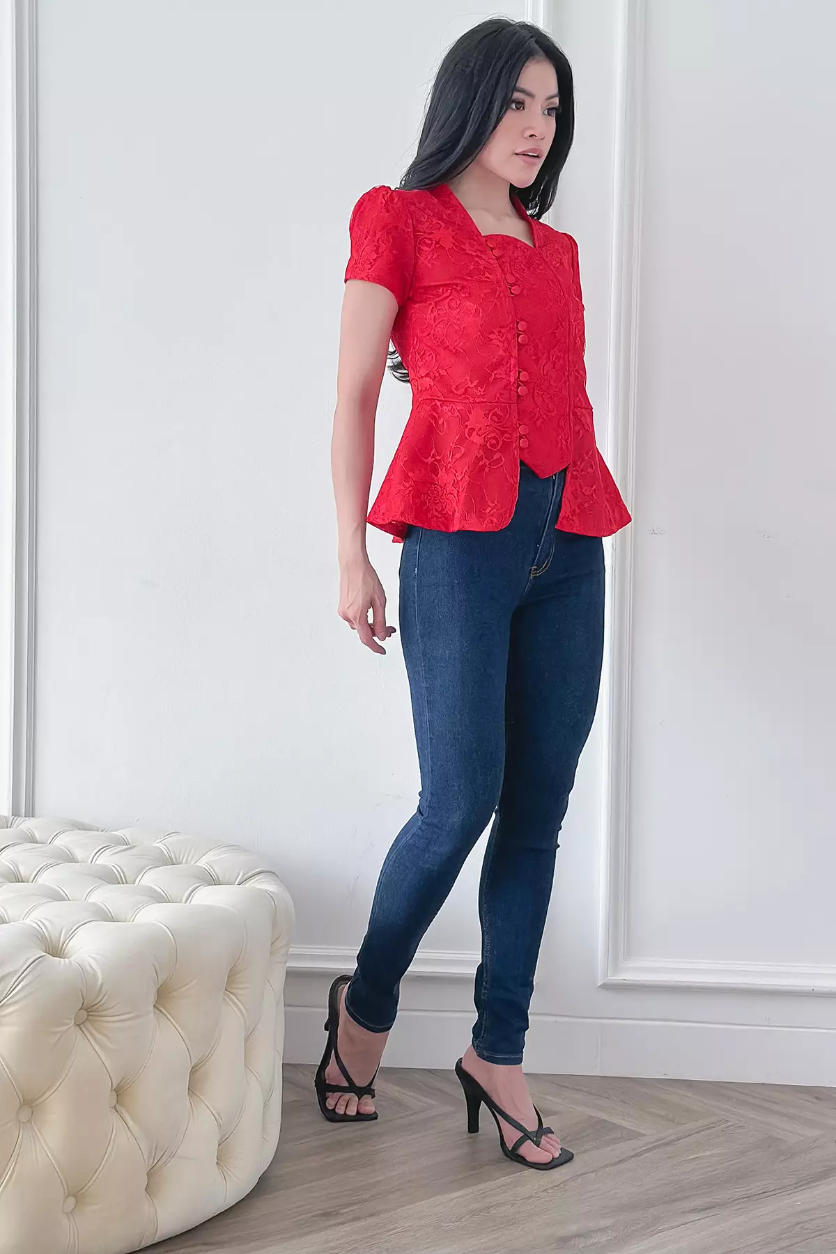 Sinok Peplum Merah Batik Kebaya