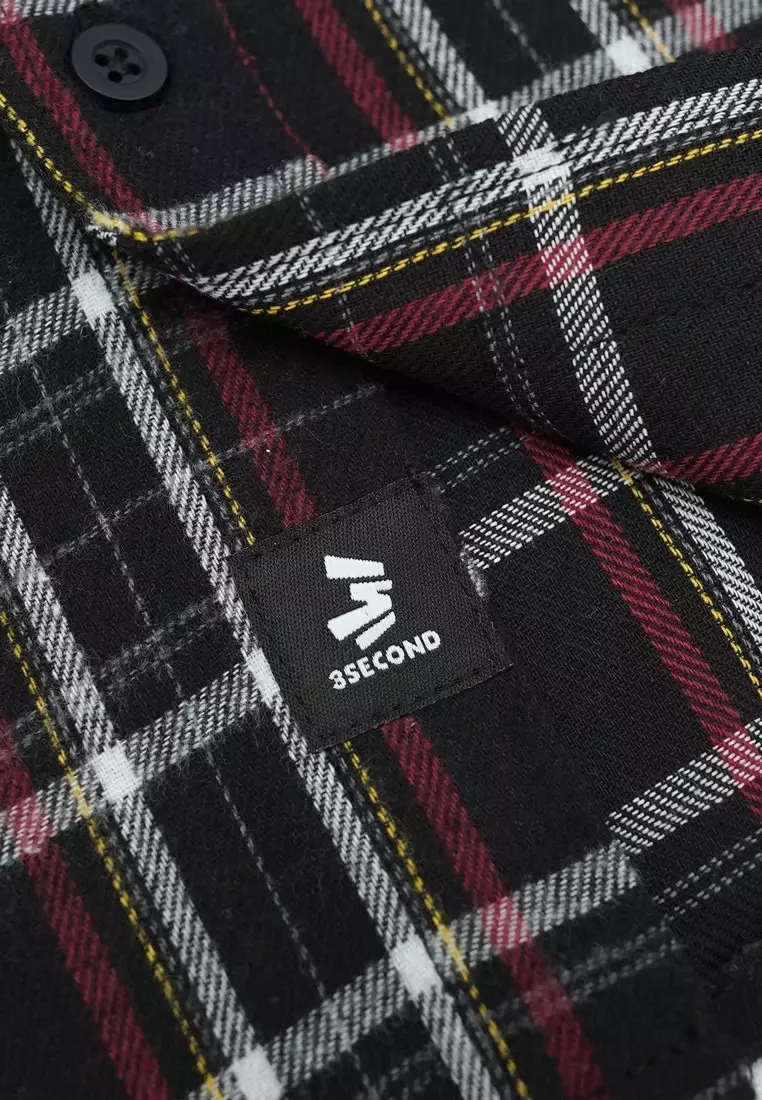 3Second Men's Flannel Plaid Shirt Short Sleeve Regular Fit Rico OL-C040225