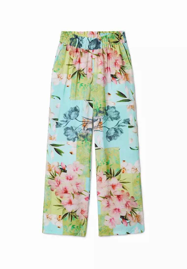Desigual Woman Long flower patchwork trousers.