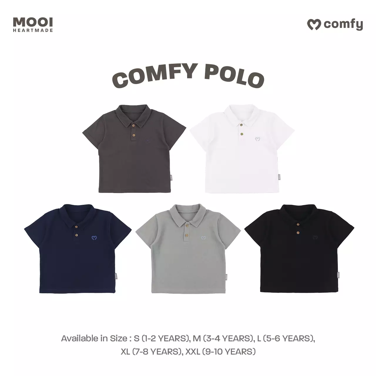 Mooi Kemeja Anak Laki-Laki Comfy Polo Basic - Black