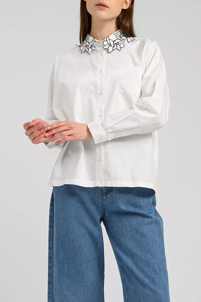 COTTONINK - Atasan Kemeja Wanita Off-white Lily Devon #CottoninkxAlvinxki