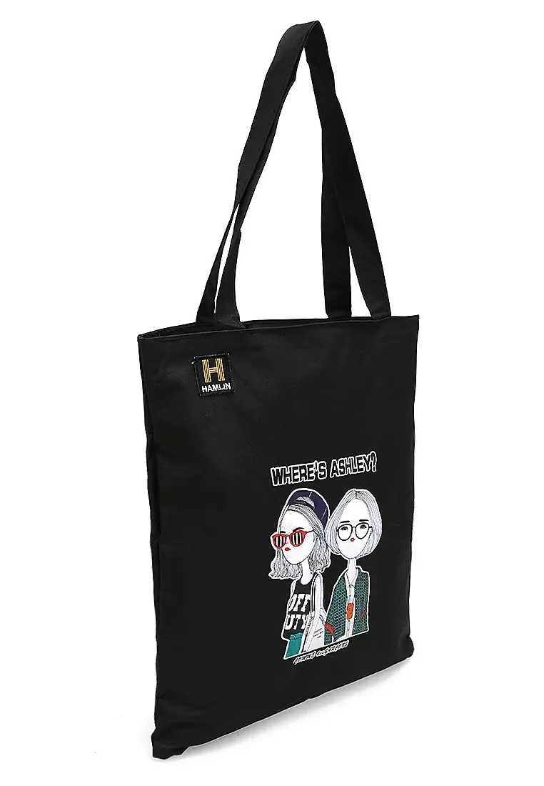 Millane Totebag Wanita Motives Wheres Ashley Kasual Large Storage Material Canvas ORIGINAL - Black
