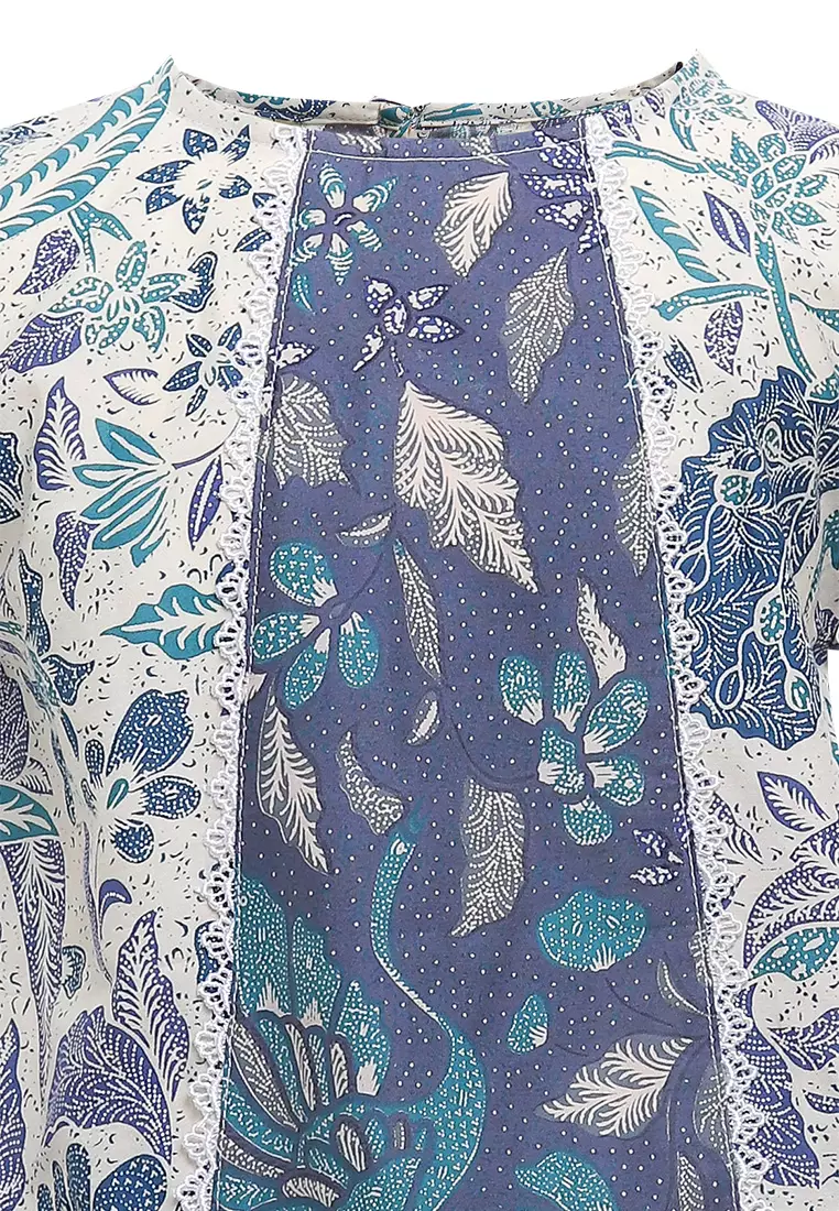 Blouse/ Blus Anak Perempuan Noela White Batik Junior Girl Casual