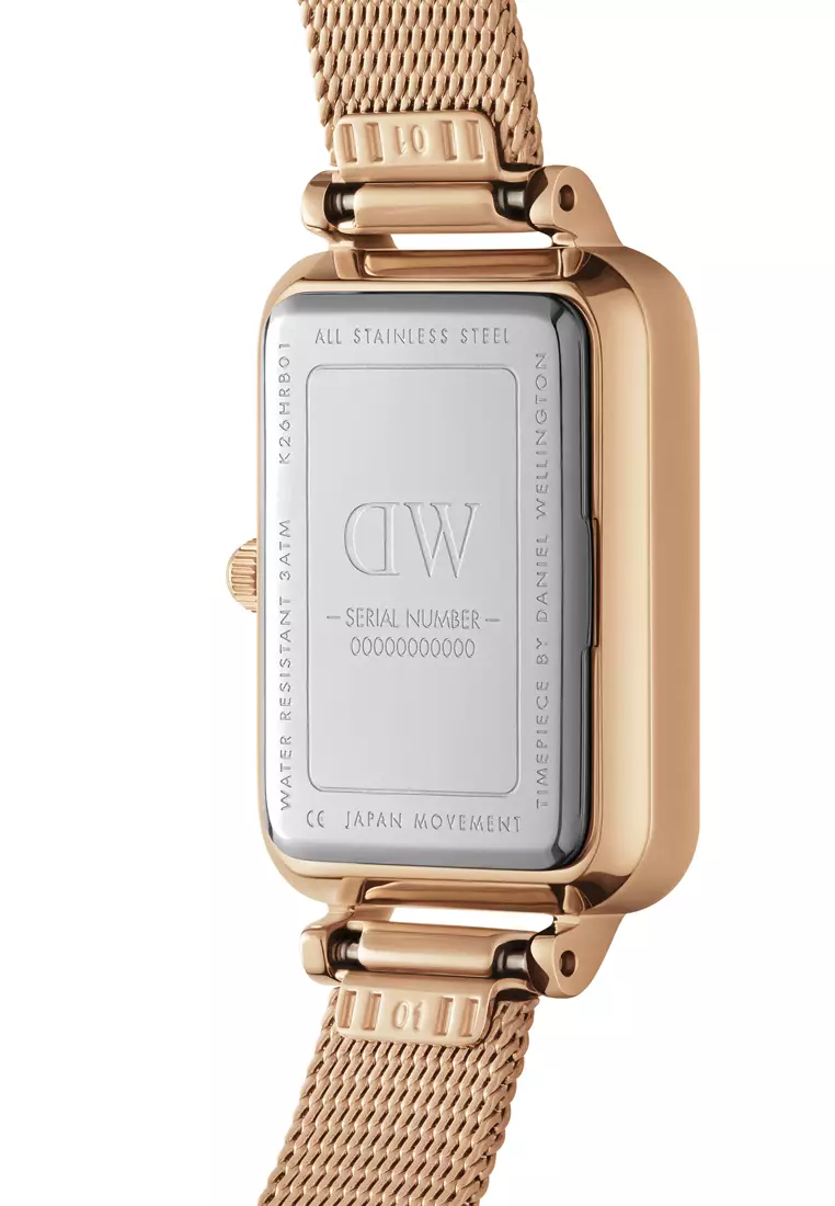 Quadro Melrose 20x27mm Rose Gold Watch White dial Mesh strap Rose Gold jam tangan perempuan jam tangan wanita Watch for women DW