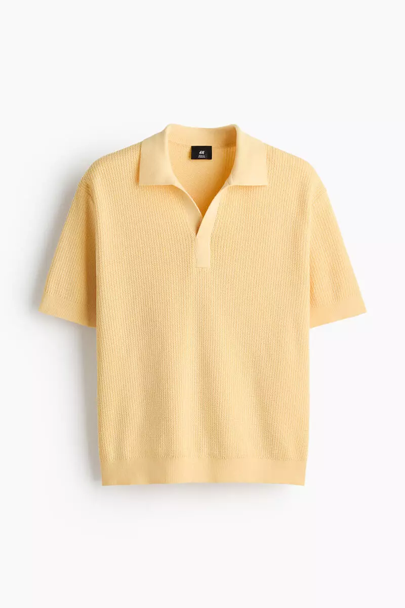 Regular Fit Cable-knit polo shirt