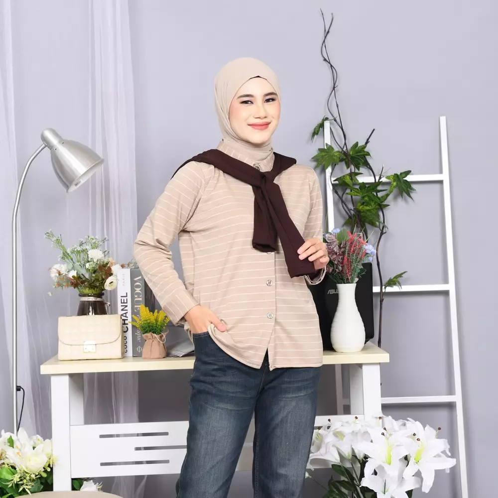 Talya Kemeja Atasan Wanita 2in1 - Latte M19995 R45S4