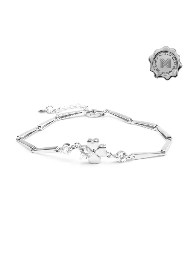 Millennia 2000 Lucky Charms Cubic Zirconia Rhodium Bracelet with 925 Sterling Silver