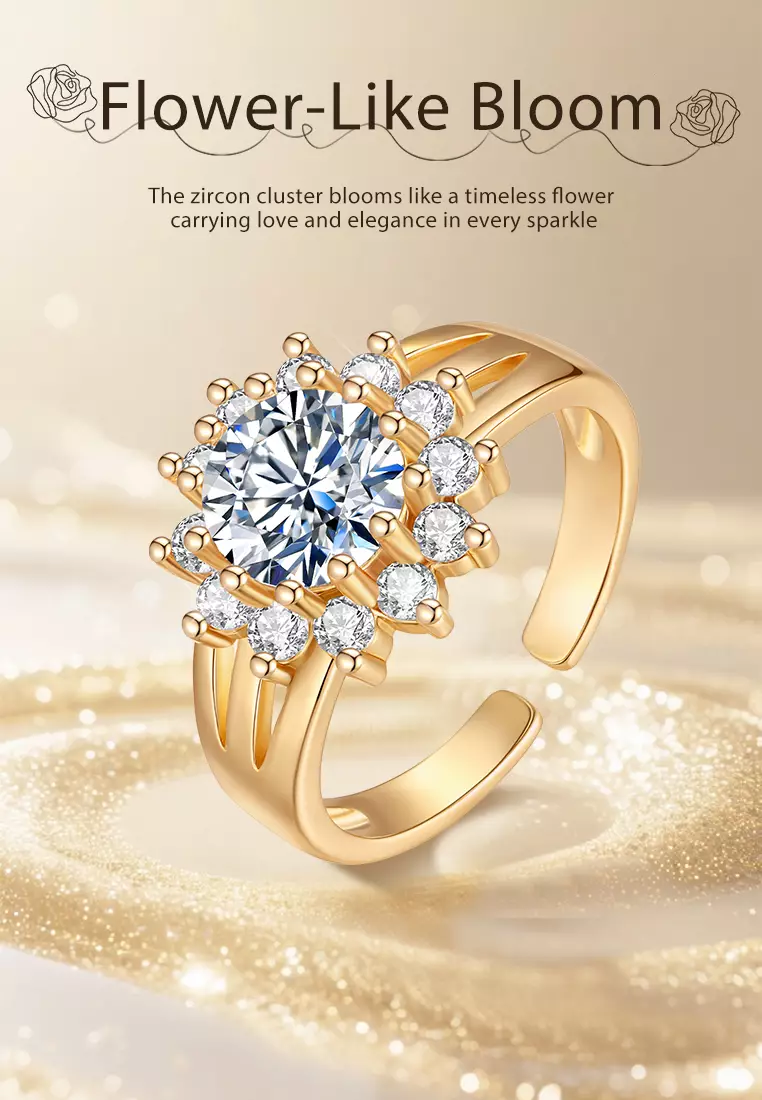 Cincin Wanita Original R020 Korea Berlian Titanium Perhiasan Cewek Adjustable Rings Kotak Indah