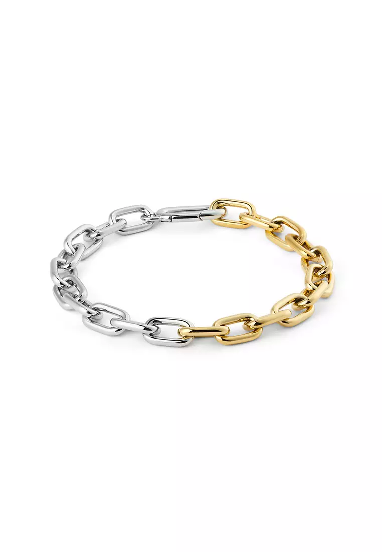 Contrast Link Bracelet Two Tone Gold - Unisex Bracelet for women and men stainless steel Bracelet DW Official Authentic Original gelang tangan perempuan lelaki DW