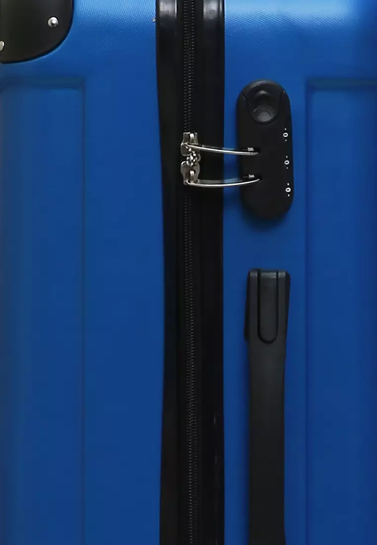 Austin Koper Hardcase Unisex Size 24 Inch Suitcase Combination Lock Large Compartment Material ABS+PVC Coated ORIGINAL - Blue