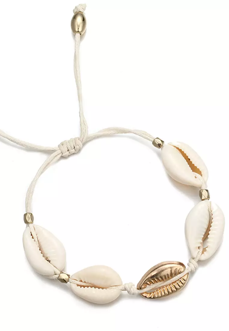 Gold sales shell bracelet