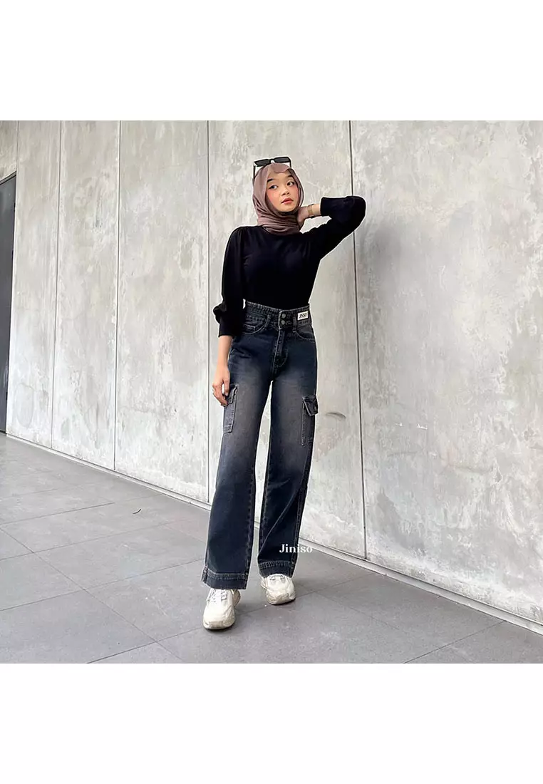 Highwaist Cargo Loose Jeans 463 FEARLESS