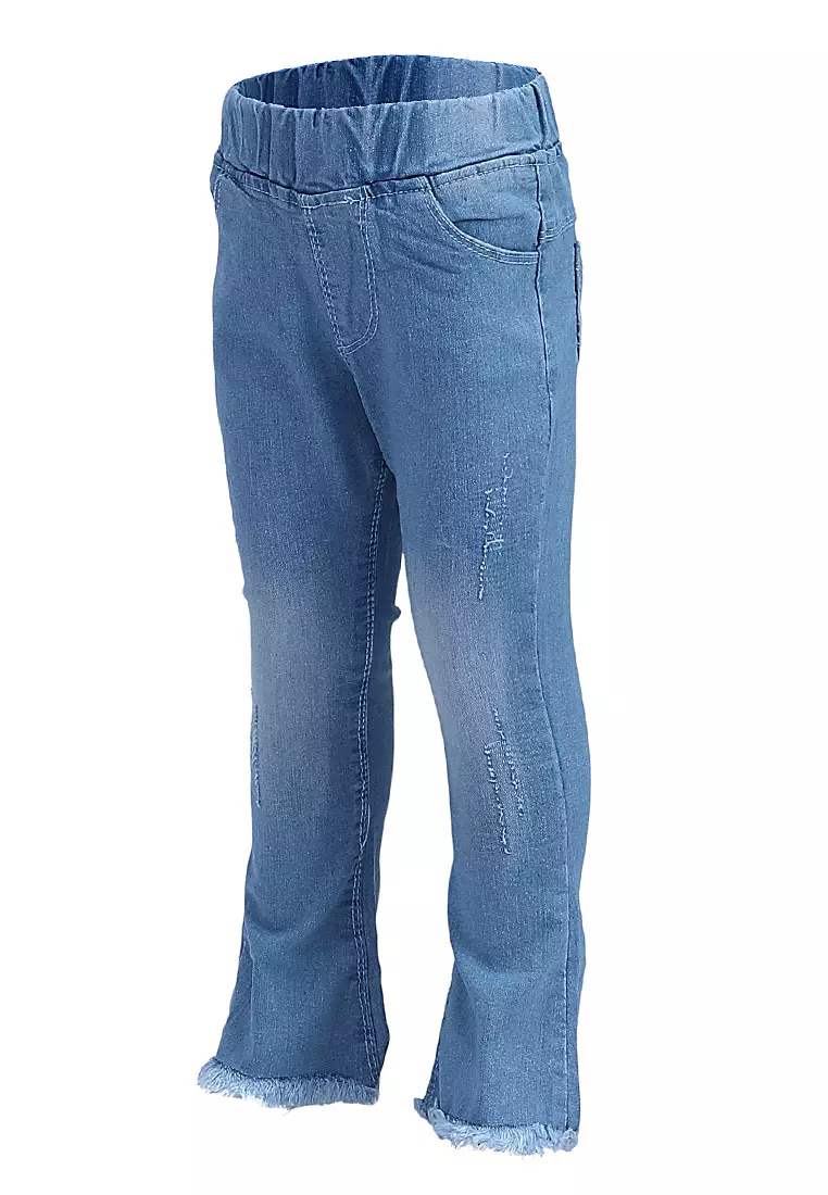 Yocelyn Celana Jeans Cutbray Anak Perempuan Kid Long Pants Polos Material Denim ORIGINAL - Blue