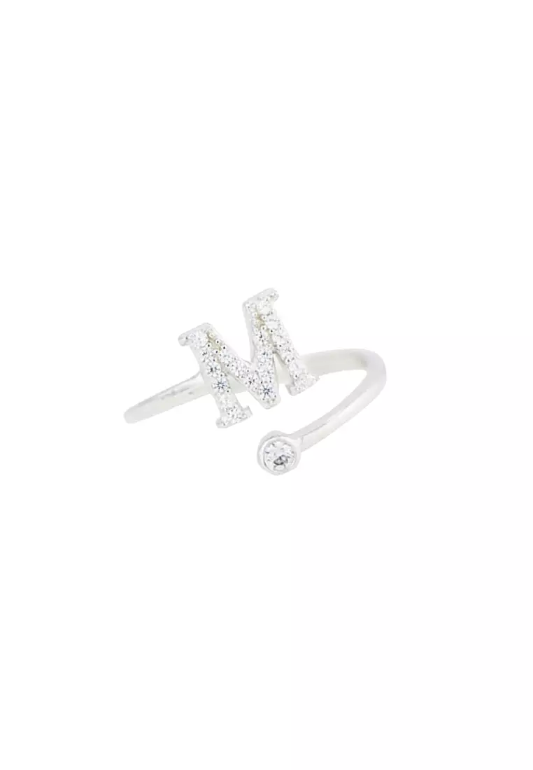 Buy Foundry Sterling Silver Pave Initial Ring - M 2026 Online | ZALORA ...